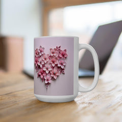 Pink Floral Heart Mug, Romantic Flower Coffee Mug, Valentine Love Mug , Gift for Her - image 10