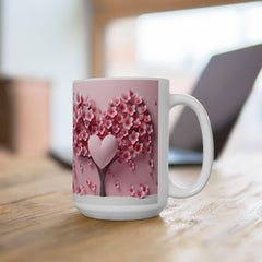 Pink Cherry Blossom Ceramic Mug , Floral Sakura Tea Coffee Cup,Valentine Mug, Cute Love Cow Coffee Mug, Girlfriend Gift