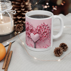 Pink Cherry Blossom Ceramic Mug , Floral Sakura Tea Coffee Cup,Valentine Mug, Cute Love Cow Coffee Mug, Girlfriend Gift