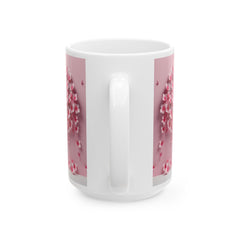 Pink Cherry Blossom Ceramic Mug , Floral Sakura Tea Coffee Cup,Valentine Mug, Cute Love Cow Coffee Mug, Girlfriend Gift