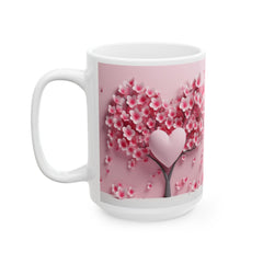 Pink Cherry Blossom Ceramic Mug , Floral Sakura Tea Coffee Cup,Valentine Mug, Cute Love Cow Coffee Mug, Girlfriend Gift