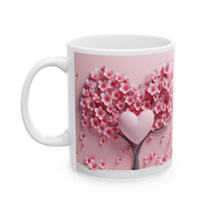 Pink Cherry Blossom Ceramic Mug , Floral Sakura Tea Coffee Cup,Valentine Mug, Cute Love Cow Coffee Mug, Girlfriend Gift
