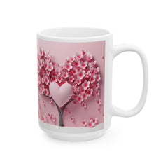 Pink Cherry Blossom Ceramic Mug , Floral Sakura Tea Coffee Cup,Valentine Mug, Cute Love Cow Coffee Mug, Girlfriend Gift