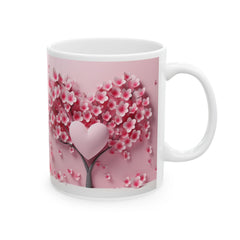 Pink Cherry Blossom Ceramic Mug , Floral Sakura Tea Coffee Cup,Valentine Mug, Cute Love Cow Coffee Mug, Girlfriend Gift