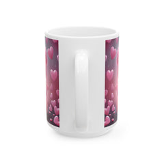 Pink Heart Bear Mug ,Cute Teddy Hearts Ceramic Mug.Valentine Heart Tree Mug, Romantic Coffee Cup, Anniversary Gift Mug