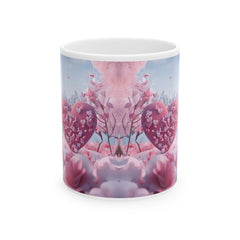 Pink Heart Tree illustration Mug ,Romantic Floral Fantasy Ceramic Mug,Valentine Heart Tree Mug, Romantic Coffee Cup, Anniversary Gift Mug — 2