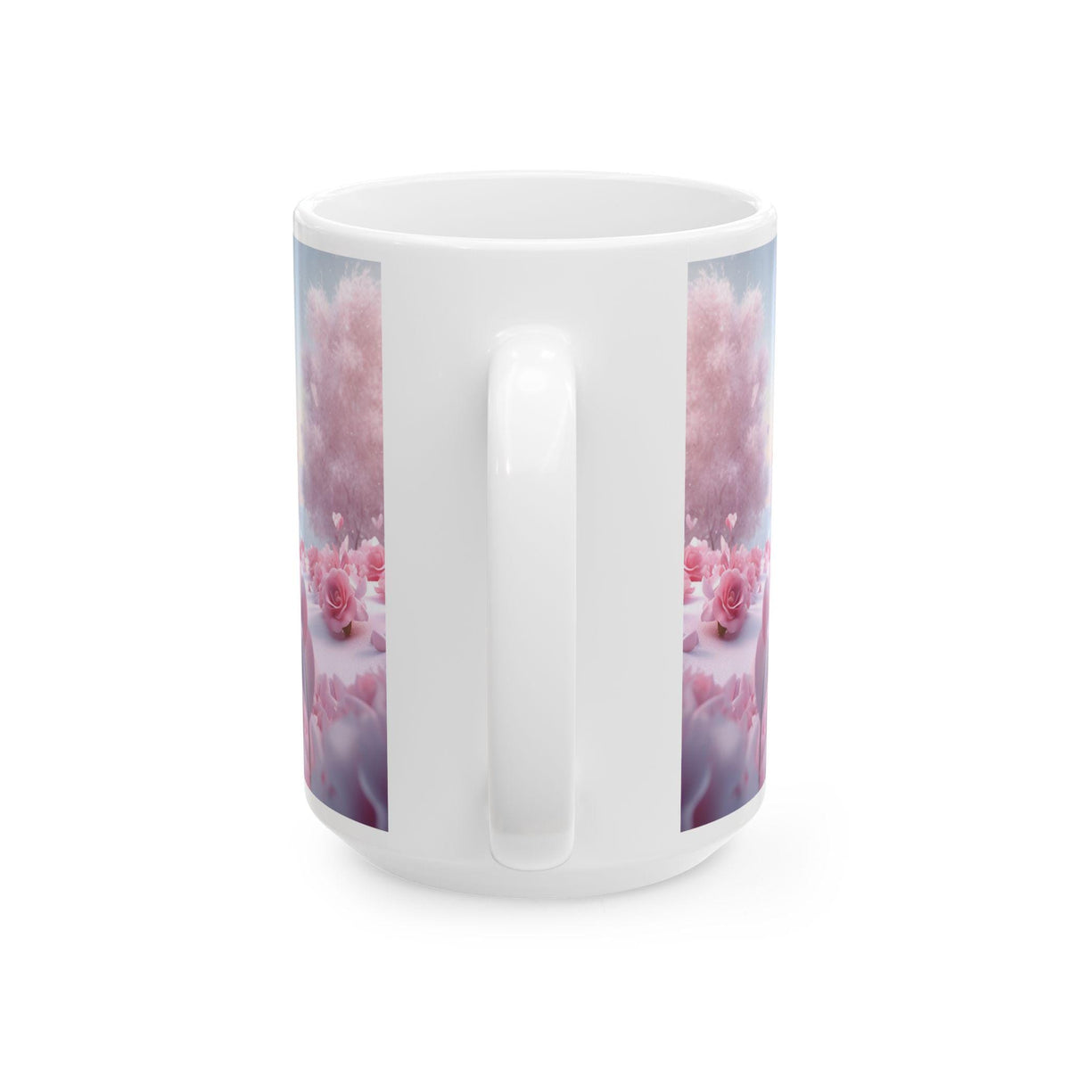Pink Heart Tree illustration Mug ,Romantic Floral Fantasy Ceramic Mug,Valentine Heart Tree Mug, Romantic Coffee Cup, Anniversary Gift Mug — 4