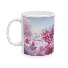 Pink Heart Tree illustration Mug ,Romantic Floral Fantasy Ceramic Mug,Valentine Heart Tree Mug, Romantic Coffee Cup, Anniversary Gift Mug — 7