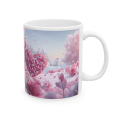 Pink Heart Tree illustration Mug ,Romantic Floral Fantasy Ceramic Mug,Valentine Heart Tree Mug, Romantic Coffee Cup, Anniversary Gift Mug — 9