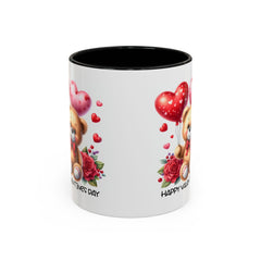 Teddy Bear with Heart Balloons Mug , Valentine's Day Accent Coffee Mug,Valentine Heart Mug, Romantic Coffee Cup, Anniversary Gift Mug - image 2
