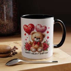 Teddy Bear with Heart Balloons Mug , Valentine's Day Accent Coffee Mug,Valentine Heart Mug, Romantic Coffee Cup, Anniversary Gift Mug - image 6