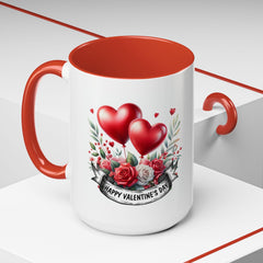 Valentine Mug,Happy Valentines Day heart bouquet Mug , Accent coffee mug.Valentine Heart Mug, Romantic Coffee Cup, Anniversary Gift Mug - image 1