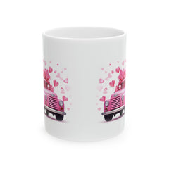Pink Vintage Truck with Hearts Mug ,Valentine Coffee Cup,Valentine Heart Mug, Romantic Coffee Cup, Anniversary Gift Mug — 2