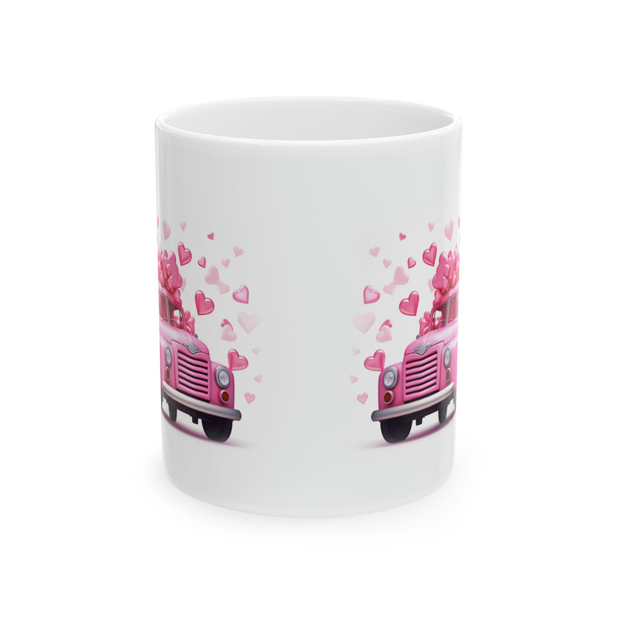Pink Vintage Truck with Hearts Mug ,Valentine Coffee Cup,Valentine Heart Mug, Romantic Coffee Cup, Anniversary Gift Mug — 2