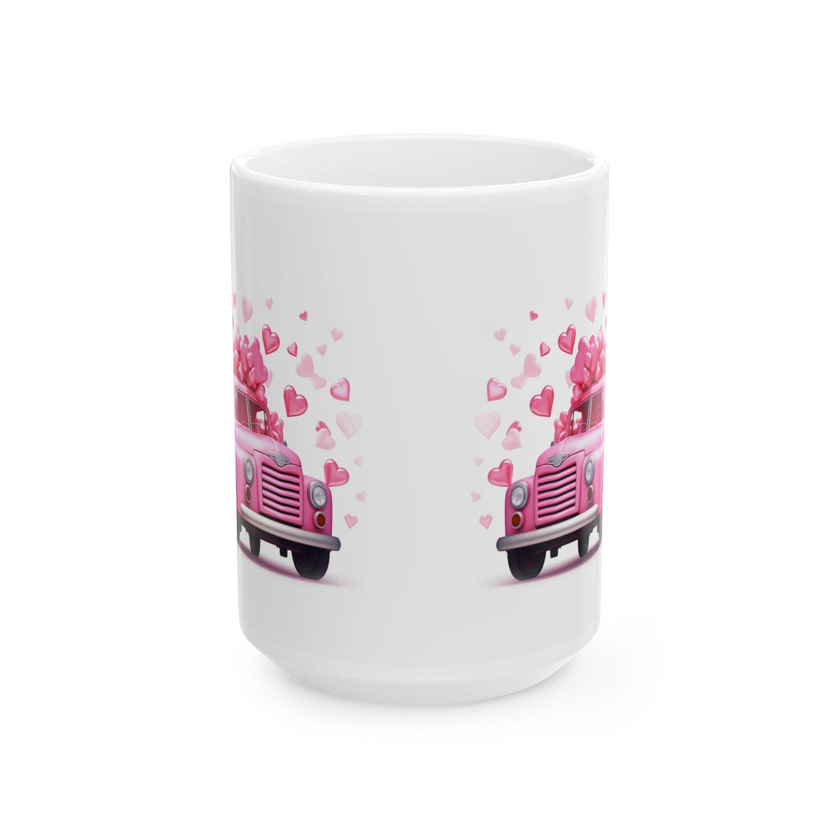 Pink Vintage Truck with Hearts Mug ,Valentine Coffee Cup,Valentine Heart Mug, Romantic Coffee Cup, Anniversary Gift Mug — 3
