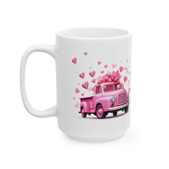 Pink Vintage Truck with Hearts Mug ,Valentine Coffee Cup,Valentine Heart Mug, Romantic Coffee Cup, Anniversary Gift Mug — 6