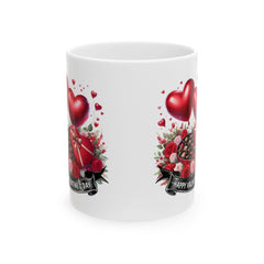 Valentine Heart Bouquet Mug ,Valentine's Day Ceramic Mug.Valentine Heart Mug, Romantic Coffee Cup, Anniversary Gift Mug - image 2