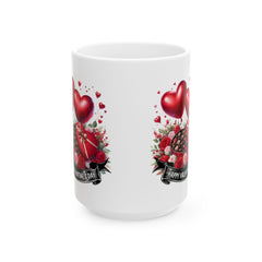 Valentine Heart Bouquet Mug ,Valentine's Day Ceramic Mug.Valentine Heart Mug, Romantic Coffee Cup, Anniversary Gift Mug - image 3
