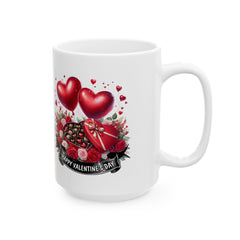 Valentine Heart Bouquet Mug ,Valentine's Day Ceramic Mug.Valentine Heart Mug, Romantic Coffee Cup, Anniversary Gift Mug - image 8