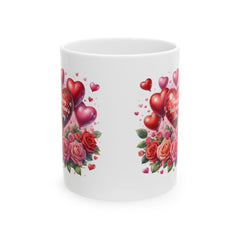 Valentine Heart Bouquet Mug ,Floral Roses Love Coffee Cup,Valentine Heart Mug, Romantic Coffee Cup, Anniversary Gift Mug - image 2