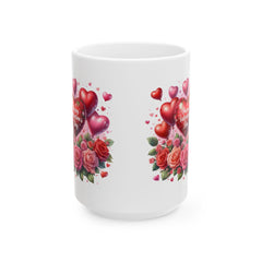 Valentine Heart Bouquet Mug ,Floral Roses Love Coffee Cup,Valentine Heart Mug, Romantic Coffee Cup, Anniversary Gift Mug - image 3