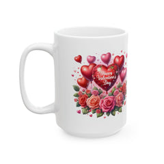 Valentine Heart Bouquet Mug ,Floral Roses Love Coffee Cup,Valentine Heart Mug, Romantic Coffee Cup, Anniversary Gift Mug - image 6