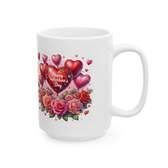 Valentine Heart Bouquet Mug ,Floral Roses Love Coffee Cup,Valentine Heart Mug, Romantic Coffee Cup, Anniversary Gift Mug - image 9