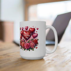 Valentine Heart Bouquet Mug ,Floral Roses Love Coffee Cup,Valentine Heart Mug, Romantic Coffee Cup, Anniversary Gift Mug - image 10