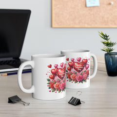 Valentine Heart Bouquet Mug ,Floral Roses Love Coffee Cup,Valentine Heart Mug, Romantic Coffee Cup, Anniversary Gift Mug - image 12