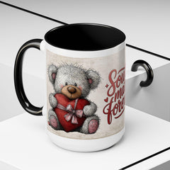 Soulmates Forever Teddy Bear mug , Accent Coffee Mug,Valentine Bear Mug, Romantic Coffee Cup, Anniversary Gift Mug - image 3