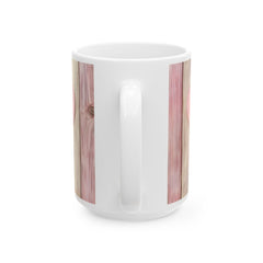 Pink Heart Wood Plank Mug ,Ceramic Coffee Cup,Valentine Mug, Love Pattern Coffee Cup, Cute Gift for Her - image 4