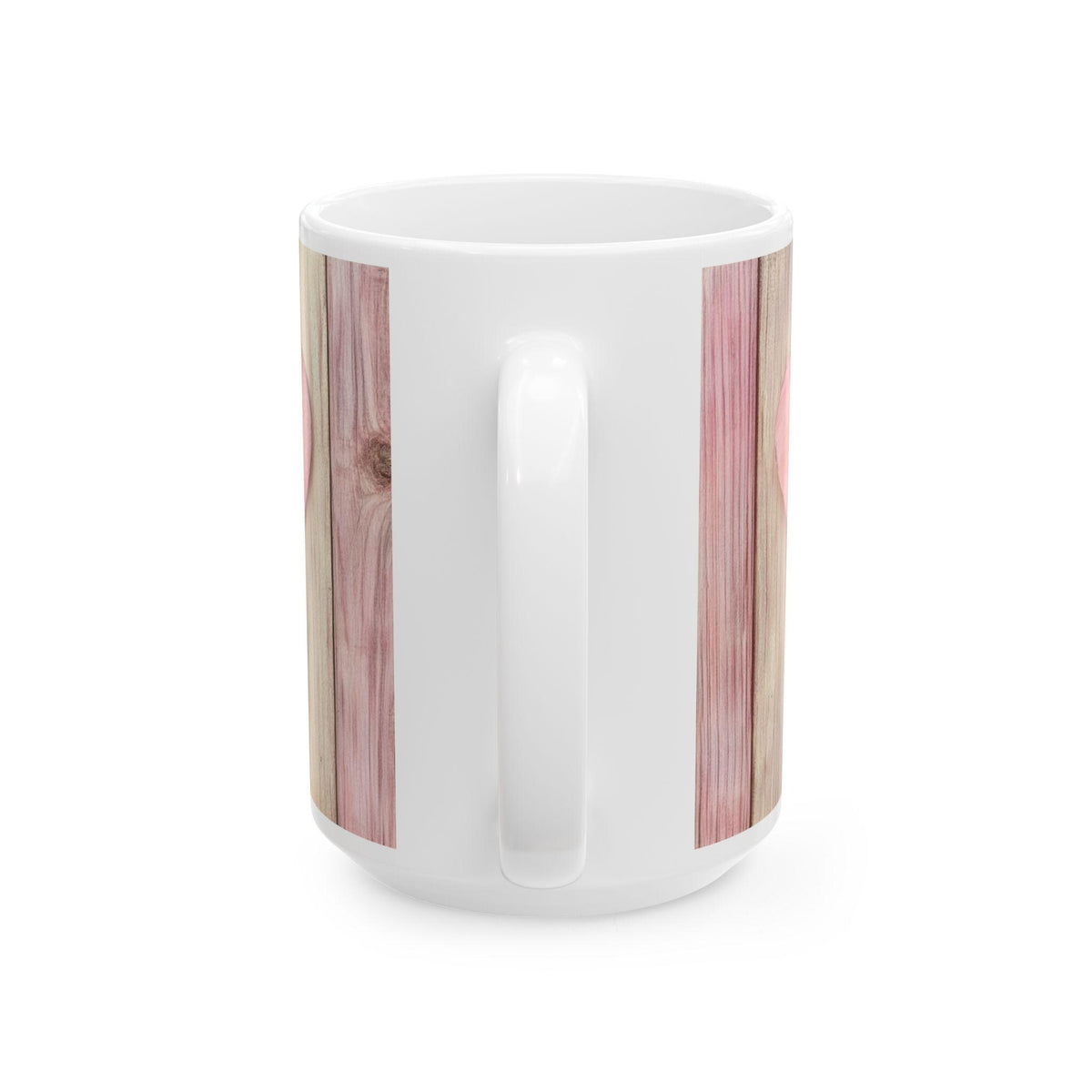 Pink Heart Wood Plank Mug ,Ceramic Coffee Cup,Valentine Mug, Love Pattern Coffee Cup, Cute Gift for Her - image 4