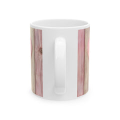 Pink Heart Wood Plank Mug ,Ceramic Coffee Cup,Valentine Mug, Love Pattern Coffee Cup, Cute Gift for Her - image 5