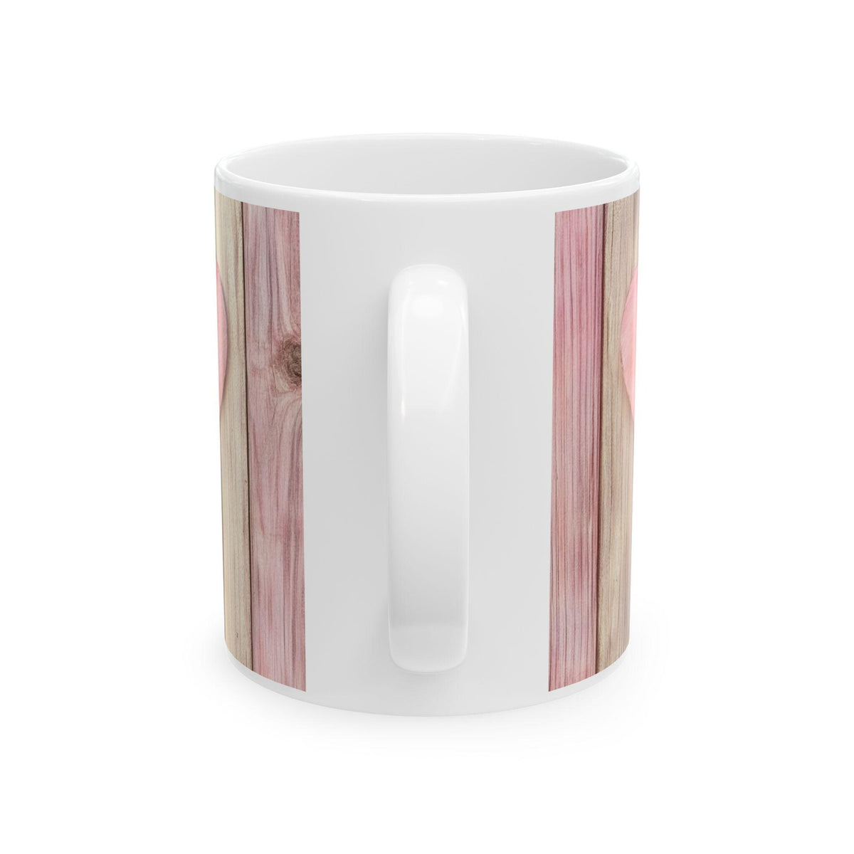 Pink Heart Wood Plank Mug ,Ceramic Coffee Cup,Valentine Mug, Love Pattern Coffee Cup, Cute Gift for Her - image 5