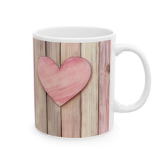 Pink Heart Wood Plank Mug ,Ceramic Coffee Cup,Valentine Mug, Love Pattern Coffee Cup, Cute Gift for Her - image 9
