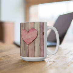 Pink Heart Wood Plank Mug ,Ceramic Coffee Cup,Valentine Mug, Love Pattern Coffee Cup, Cute Gift for Her - image 10
