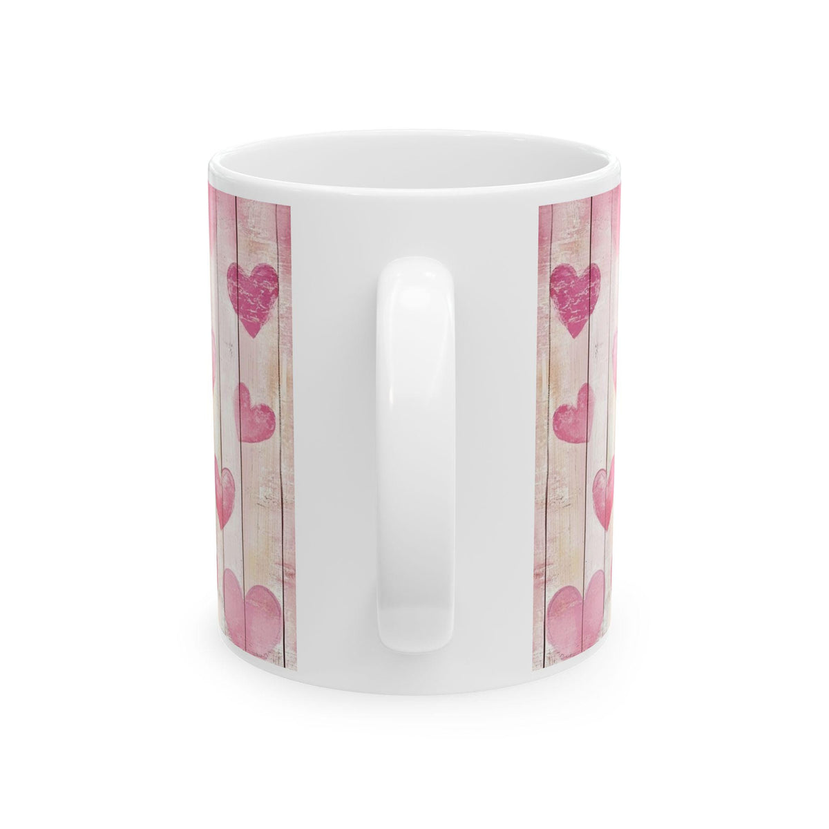 Pink Watercolor Hearts Mug ,Rustic Wood Plank Valentine Coffee Cup,Valentine Mug, Love Pattern Coffee Cup, Cute Gift for Her - photo 5