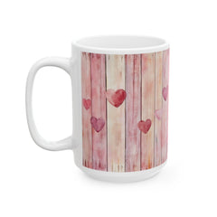 Watercolor Heart Wood Plank Mug,Valentine Mug, Love Pattern Coffee Cup, Cute Gift for Her, Friends - image 6