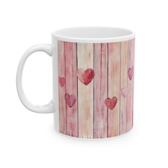 Watercolor Heart Wood Plank Mug,Valentine Mug, Love Pattern Coffee Cup, Cute Gift for Her, Friends - image 7