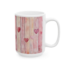 Watercolor Heart Wood Plank Mug,Valentine Mug, Love Pattern Coffee Cup, Cute Gift for Her, Friends - image 8