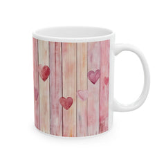 Watercolor Heart Wood Plank Mug,Valentine Mug, Love Pattern Coffee Cup, Cute Gift for Her, Friends - image 9