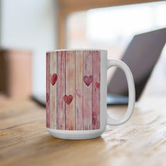 Watercolor Heart Wood Plank Mug,Valentine Mug, Love Pattern Coffee Cup, Cute Gift for Her, Friends - image 10