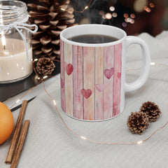 Watercolor Heart Wood Plank Mug,Valentine Mug, Love Pattern Coffee Cup, Cute Gift for Her, Friends - image 11