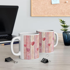 Watercolor Heart Wood Plank Mug,Valentine Mug, Love Pattern Coffee Cup, Cute Gift for Her, Friends - image 12