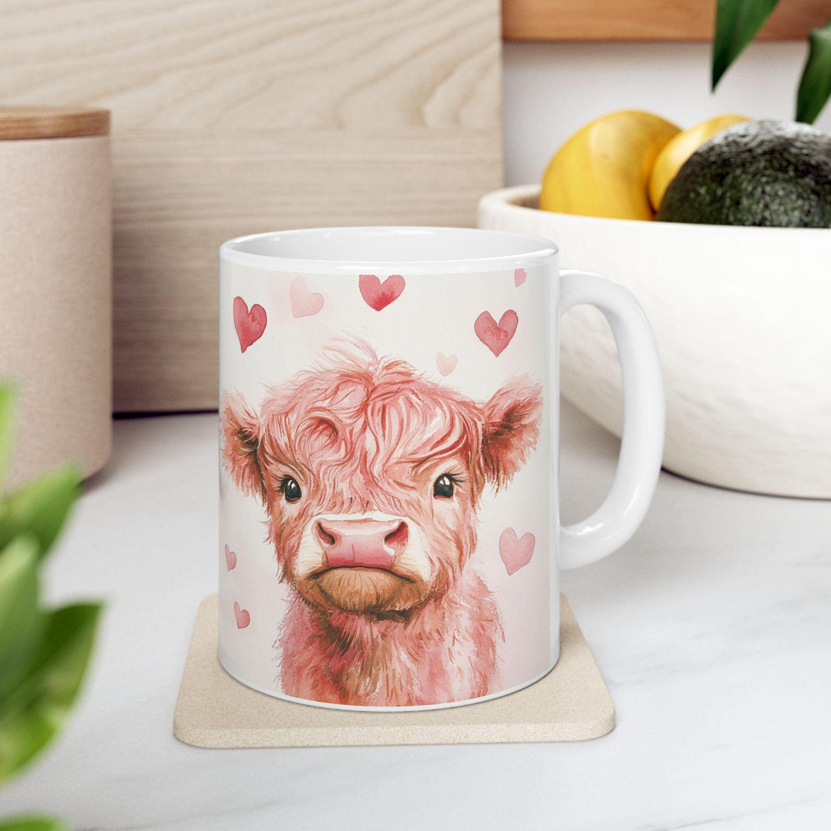 Watercolor Yorkie with Hearts Mug ,Ceramic Coffee Tea Cup,Valentine Mug, Love Pattern Coffee Cup, Cute Gift for Her , Friends