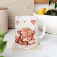 Watercolor Highland Cow Hearts Mug,Ceramic Coffee Cup,Valentine Mug, Love Pattern Coffee Cup, Cute Gift for Her - photo 13