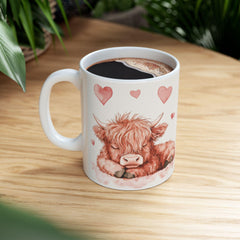 Watercolor Highland Cow Hearts Mug,Ceramic Coffee Cup,Valentine Mug, Love Pattern Coffee Cup, Cute Gift for Her - photo 14