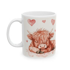 Watercolor Highland Cow Hearts Mug,Ceramic Coffee Cup,Valentine Mug, Love Pattern Coffee Cup, Cute Gift for Her - photo 7