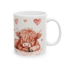 Watercolor Highland Cow Hearts Mug,Ceramic Coffee Cup,Valentine Mug, Love Pattern Coffee Cup, Cute Gift for Her - photo 9