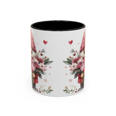 Valentine Gnome Holding Roses Mug , Accent Coffee Mug,Valentine Mug, Love Pattern Coffee Cup, Cute Gift for Her - photo 2